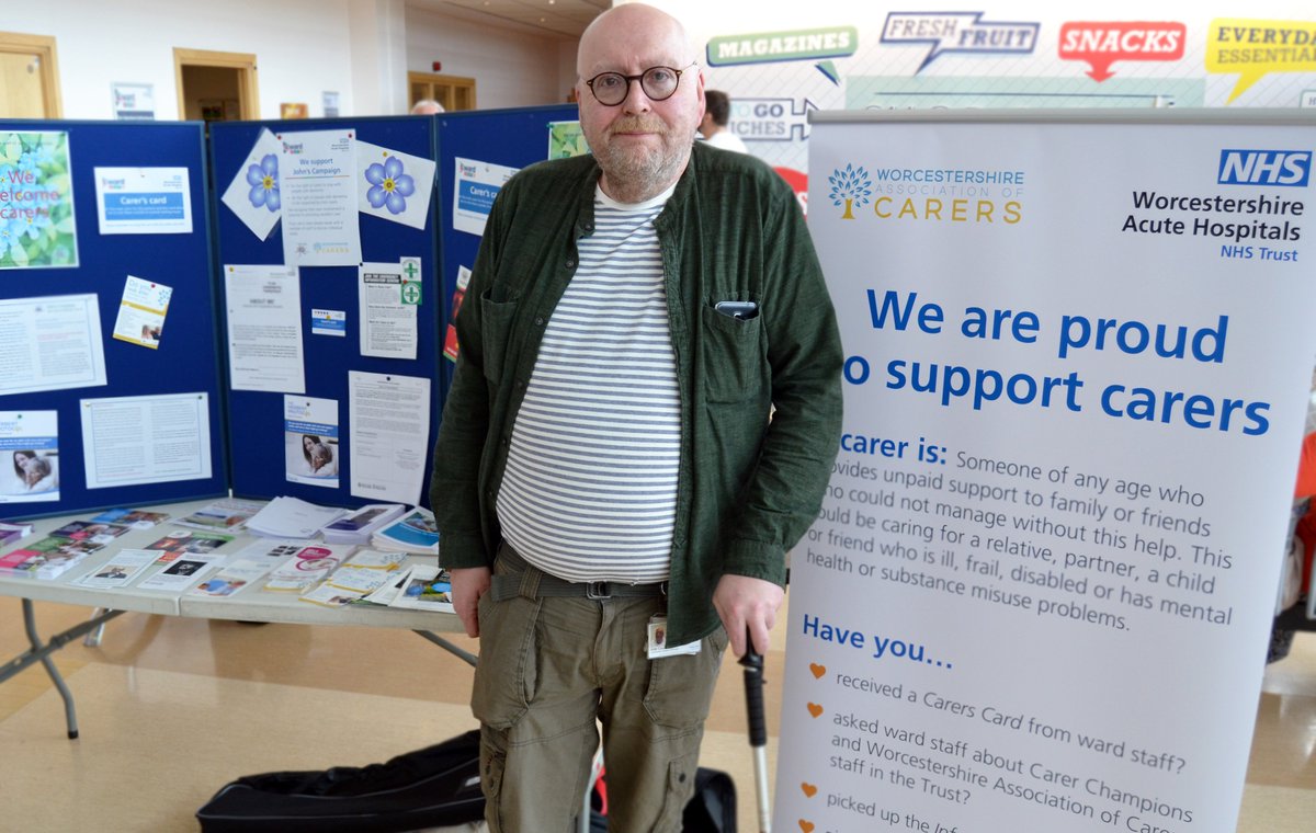 Ade from <a href="/alzheimerssoc/">Alzheimer's Society</a> &amp; our Dementia Nurses are raising awareness of <a href="/JohnCampaign/">John's Campaign</a> and the ways we offer support to Carers today for #ExpOfCare week!

Pop down for a chat if you're at Worcestershire Royal Hospital today.