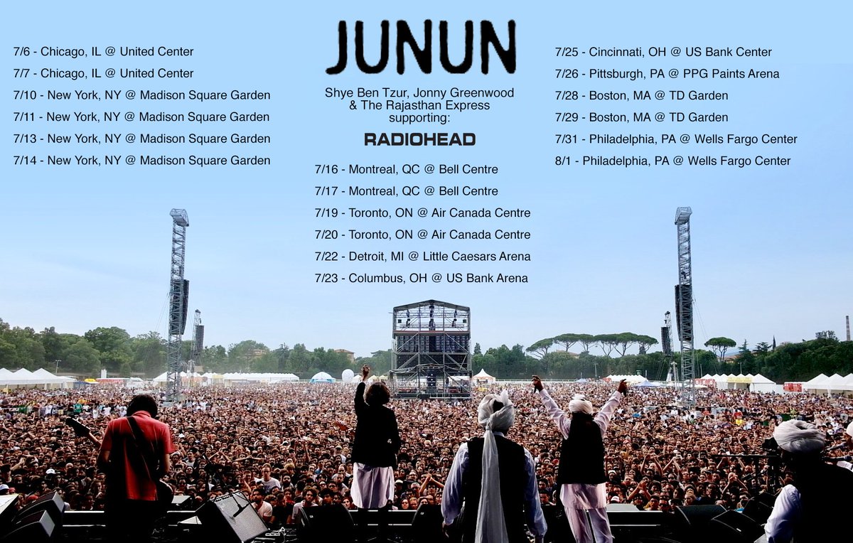 JununMusic's tweet photo. After Europe and South America, feeling super thrilled to join @radiohead on their North American Tour! Yessssss!!! https://t.co/GLxdKn0ctj