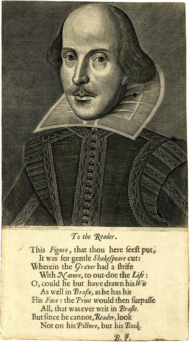 Shakespeare was likely born #onthisday in 1564 and died #onthisday in 1616. This engraving by Martin Droeshout was completed for the First Folio, published in 1623 – it may be one of the earliest portraits of the Bard