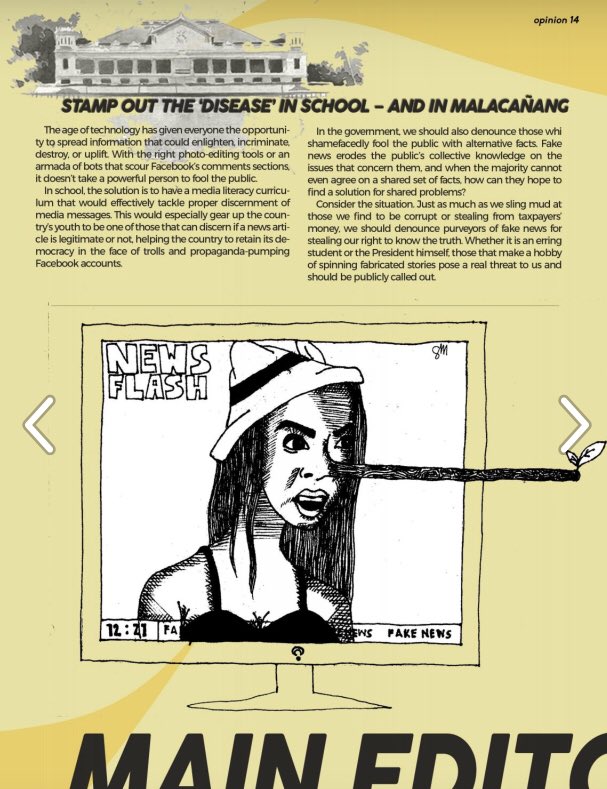 YourLawyerSays's tweet photo. The Bedan Roar, the official publication of San Beda University-SHS, was stopped by the admin from releasing the second issue of their magazine for being “too critical and too negative for the community of San Beda.”

@TBedanRoar released it online instead.

Here is a glimpse: https://t.co/cmJXZP1zhx