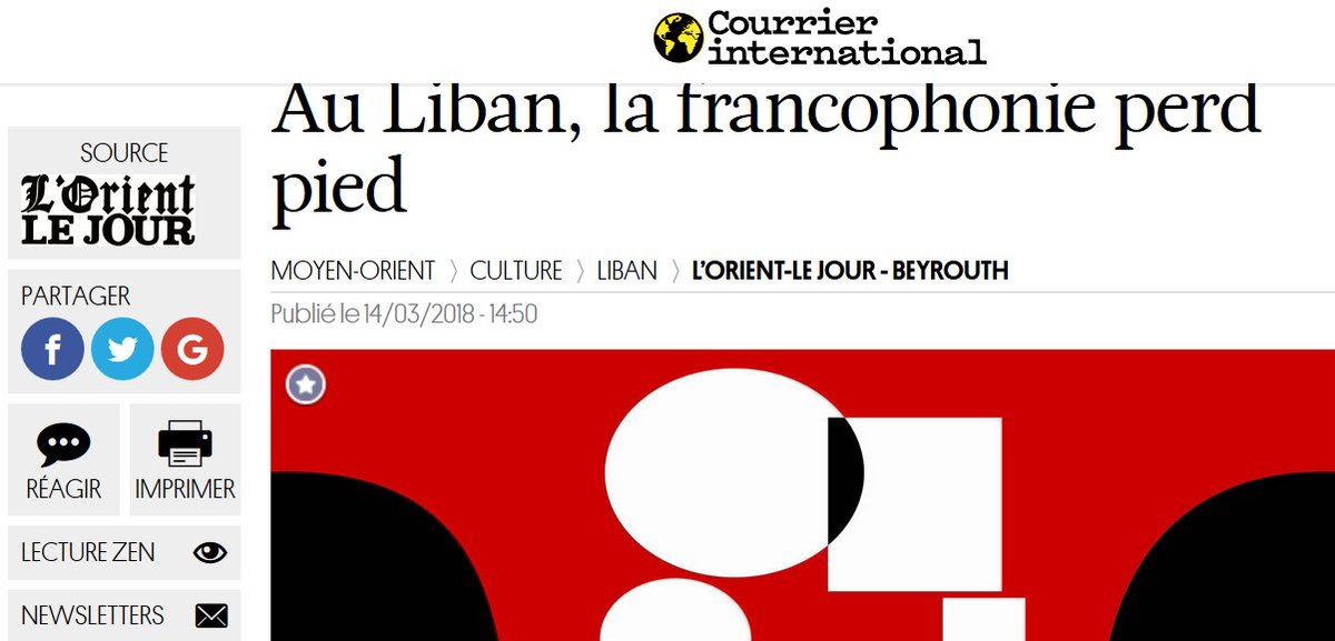 Du #plurilinguisme libanais. De cette chance rare de penser, de vivre et de s'exprimer en arabe, en français et en anglais.
Au Liban, la francophonie perd pied courrierinternational.com/article/au-lib… via <a href="/courrierinter/">Courrier inter</a>