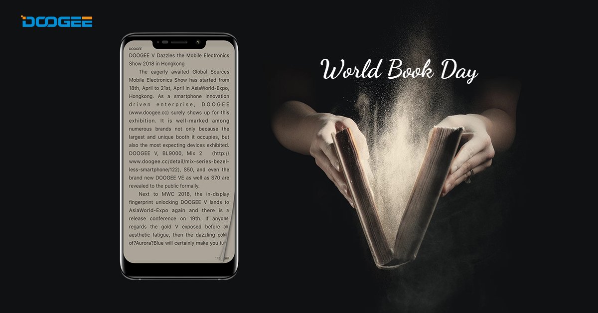 DOOGEE_official's tweet photo. Exploring the pleasures of books on #WorldBookDay with #DoogeeV. Which book would you recommend? Why? https://t.co/fQf0a0FGQD