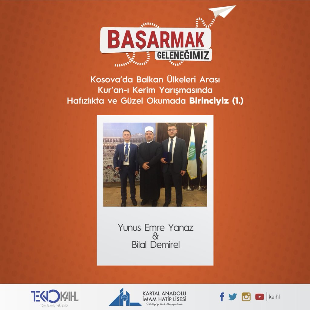 tekcammithat's tweet photo. 4 Günde 4 Başarı. 19 Nisan Balkanlar Eğitim Kurumları Matematik Yarışması Tüm Dereceler, 20 Nisan Tübitak Türkiye Dereceleri, 21 Nisan İsveç’te Robot Yarışmasında Şampiyonluk, 22 Nisan Kosova’da Kur’an-ı Kerim Yarışması birincilikleri @KartalDernek @onderihl  @farukyelkenci https://t.co/XO0tPTYdWJ