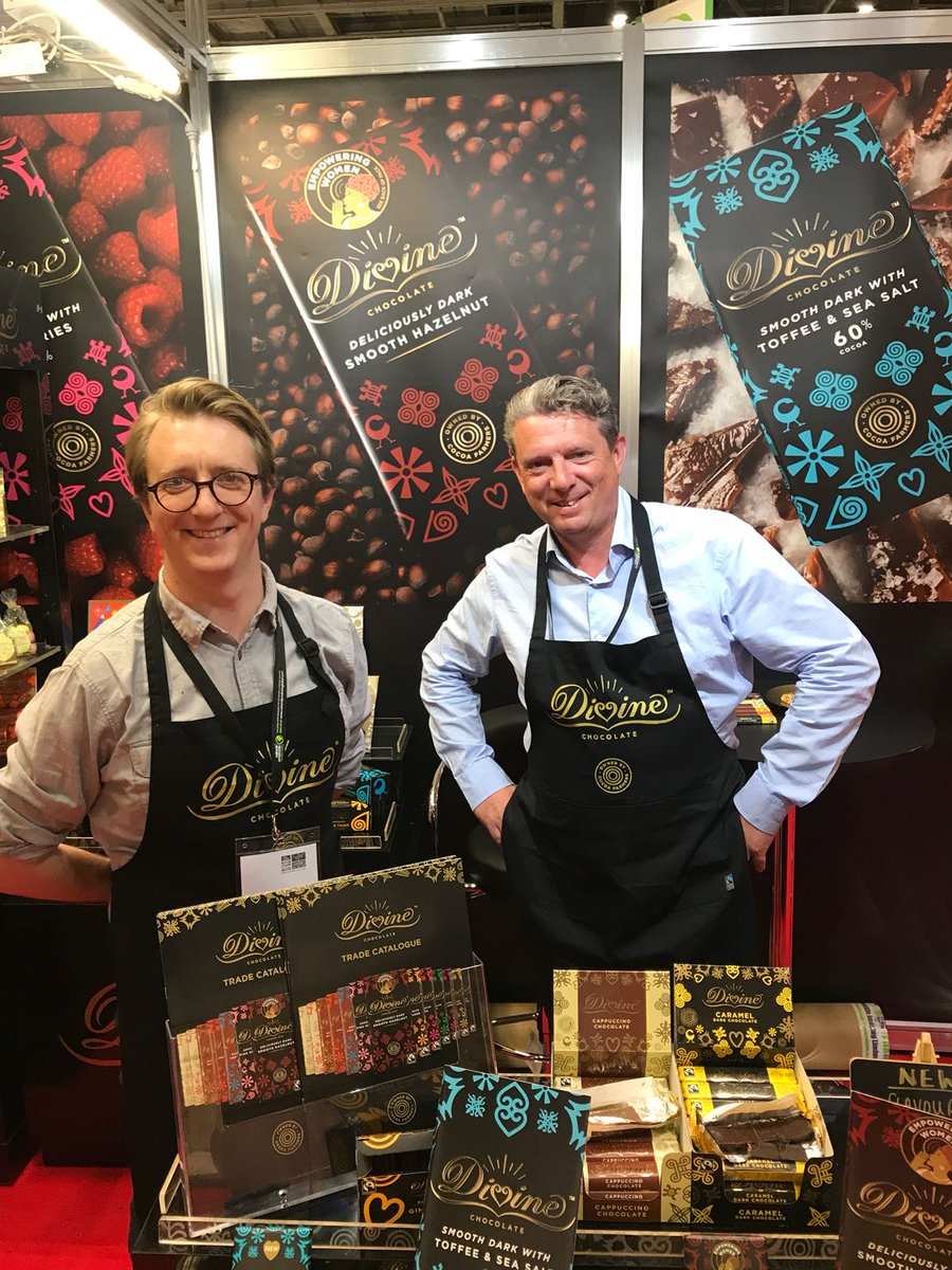 divinechocolate's tweet image. Come and say hello to the Divine Chocolate team and sample our new flavours; Deliciously Dark Smooth Hazelnut, High Cocoa Milk Chocolate and Smooth Dark with Toffee and Sea Salt at The Natural and Organic Products Show stand T21 @excellondon #chocolate  #fairtrade #NPE18