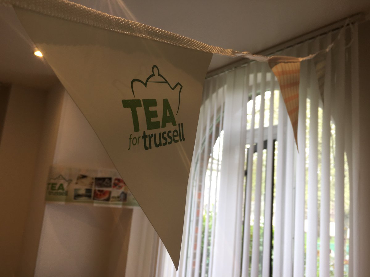 HuntersLaw's tweet photo. Lovely #TeaforTrussell at the office today for @TrussellTrust, our Charity of the Year! Well done and thank you to all of our bakers, particularly John Sweeny for his winning baaa-nana cupcakes! #cakes #baking #bunting https://t.co/xBYa2cu0Q6