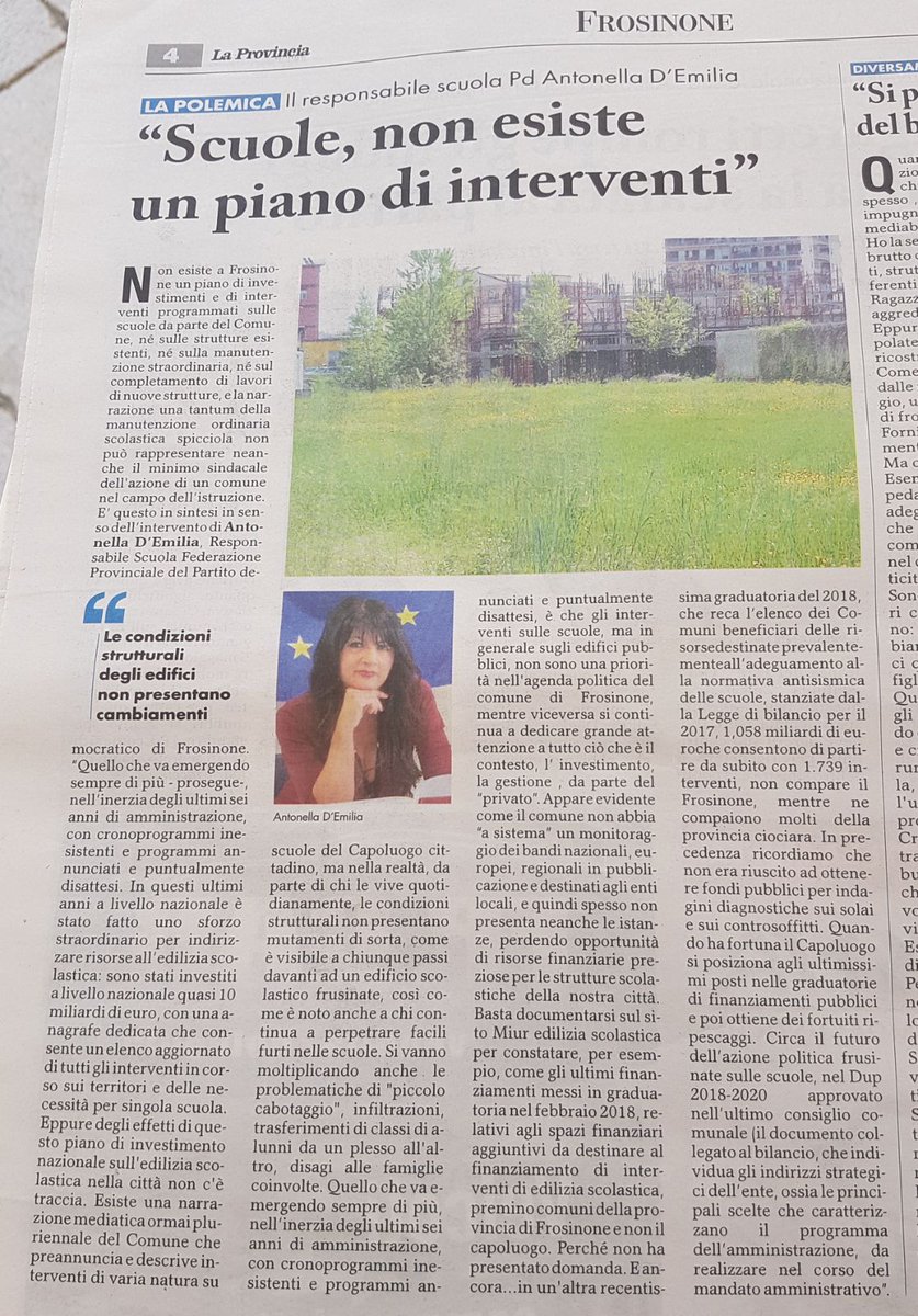 CircoloF's tweet photo. #RassegnaStampa edizione odierna odierna quotidiani @CiociariaO &amp; @laprovinciafr

#PDfrosinone #RipartiamoInsieme #partecipazione #25aprile #memoria #cultura #scuola #istruzione #investimenti #risposte https://t.co/W4yvT5fi2f