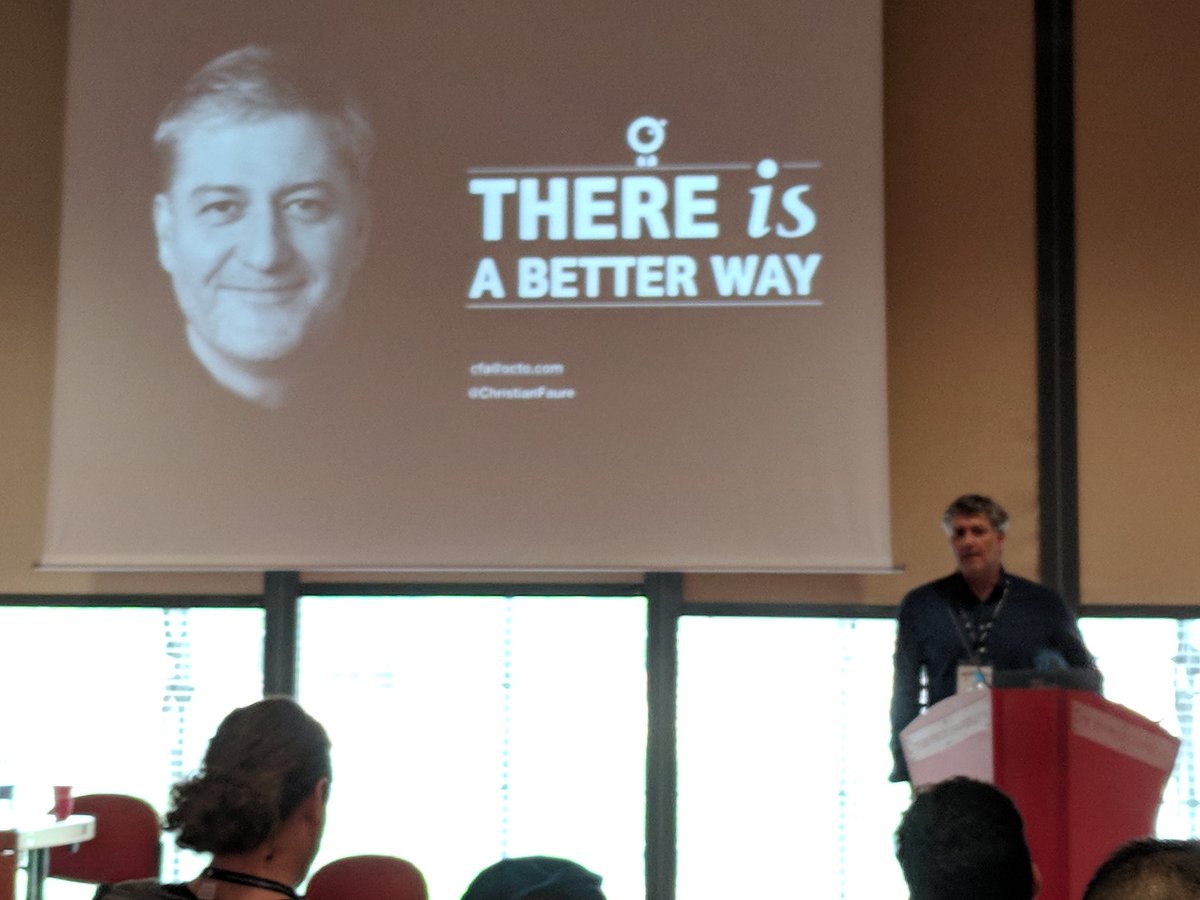 mamund's tweet image. kicking off the Industry Track at @wsREST with @ChristianFaure and "How to live with the schizophrenia of REST style architecture in the industry" @TheWebConf