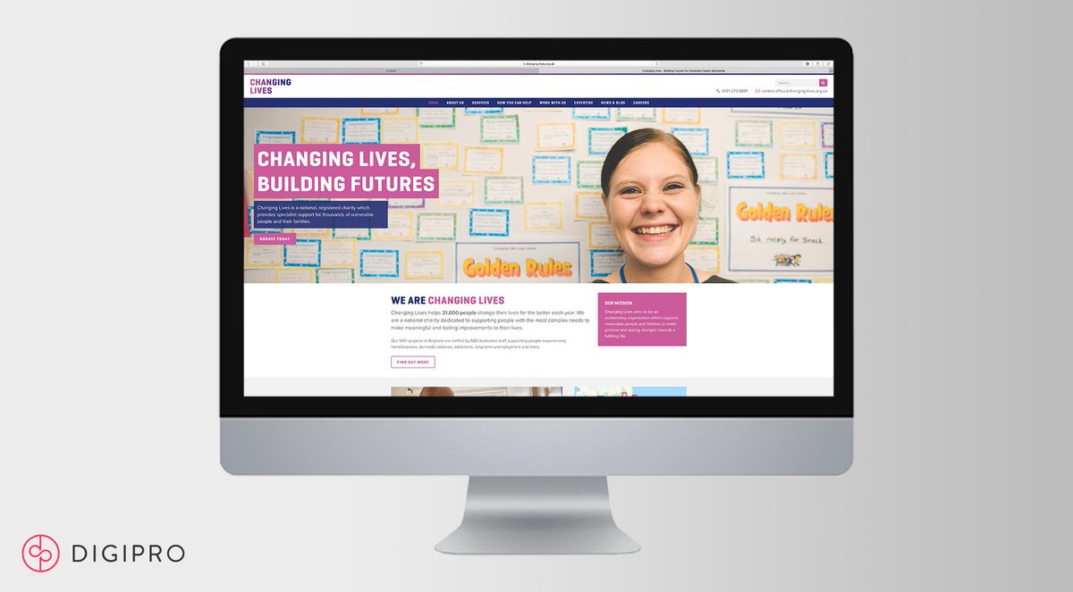 DigiProDesign's tweet photo. It's been a pleasure to work with the incredible @ChangingLives__ to build their new website! They do amazing work across the UK and we're proud that their new website will make it easier for people to support them &amp; change more lives😊 https://t.co/R8VX3TsiY8 #NEbiz #NEbusiness https://t.co/BNNC75KZQy