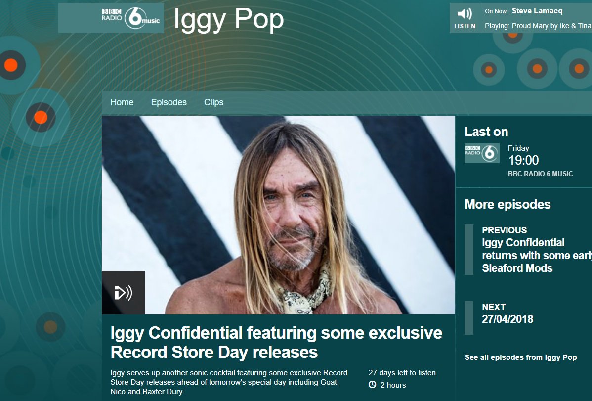 Elisaandsrigala's tweet photo. Love to @IggyPop for including us in his @BBC6Music show! ⚡️⚡️⚡️ https://t.co/HrRD8regGv