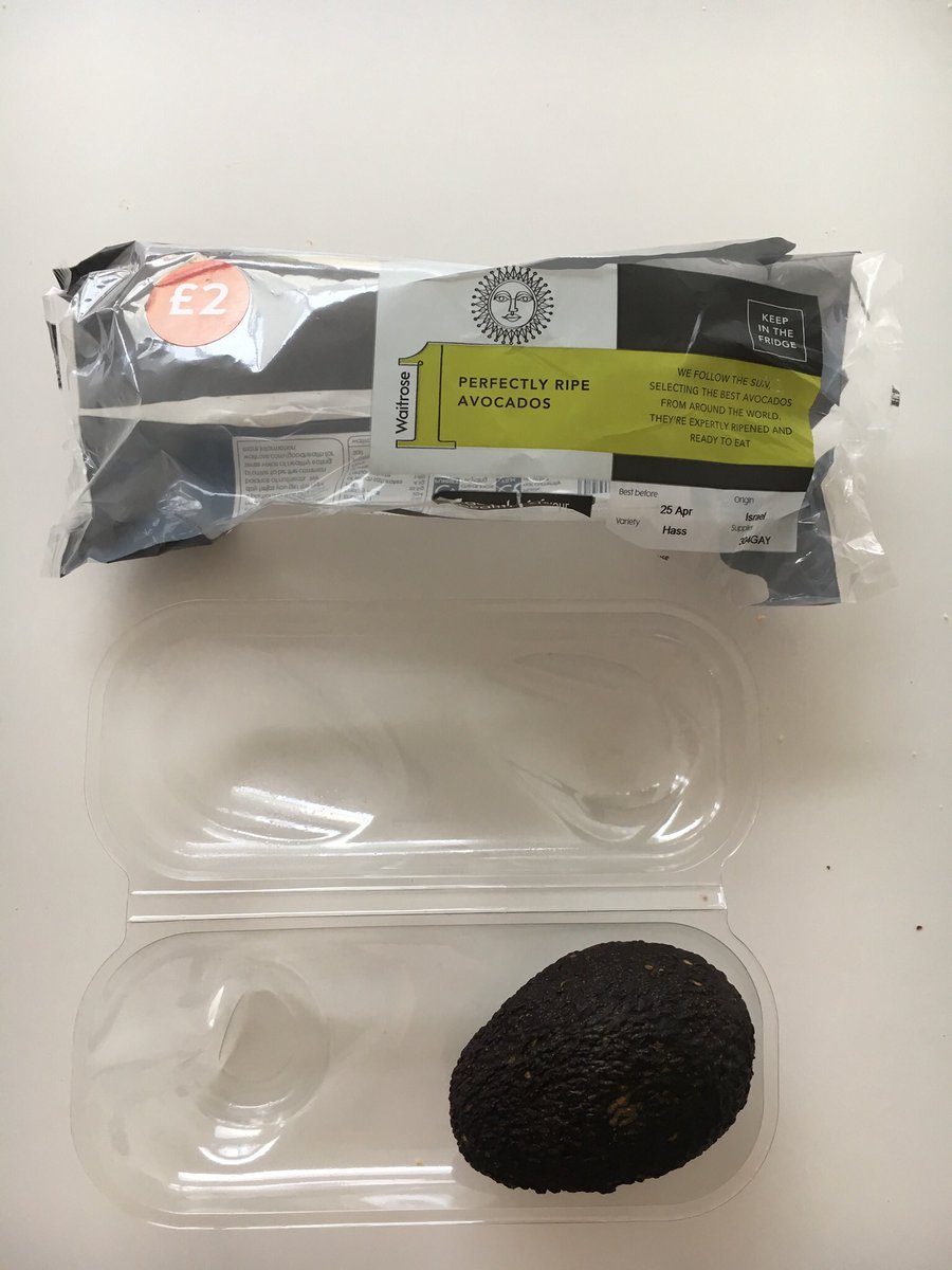 JessicaWandless's tweet photo. @waitrose why is it necessary to have this much plastic for 2 avocados? I know everyone hates a bruised avo 🥑🥑 (as you can see in the photos, I enjoyed one earlier and it was delicious) but a (non recyclable) film and a plastic punnet is a bit excessive!! 1/2 https://t.co/fUCLWUGcvu