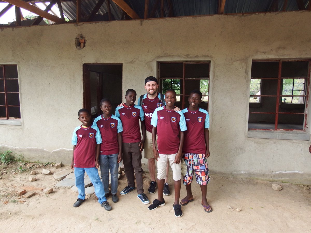 jordanarranfry's tweet photo. A big thank you to @WestHamUtd for the kind gifts they donated to the children supported by @CBFUK in Zimbabwe! Here are some pictures of them with their gifts and I've also kitted some of them out in West Ham tops! https://t.co/8N7mVhZy7a