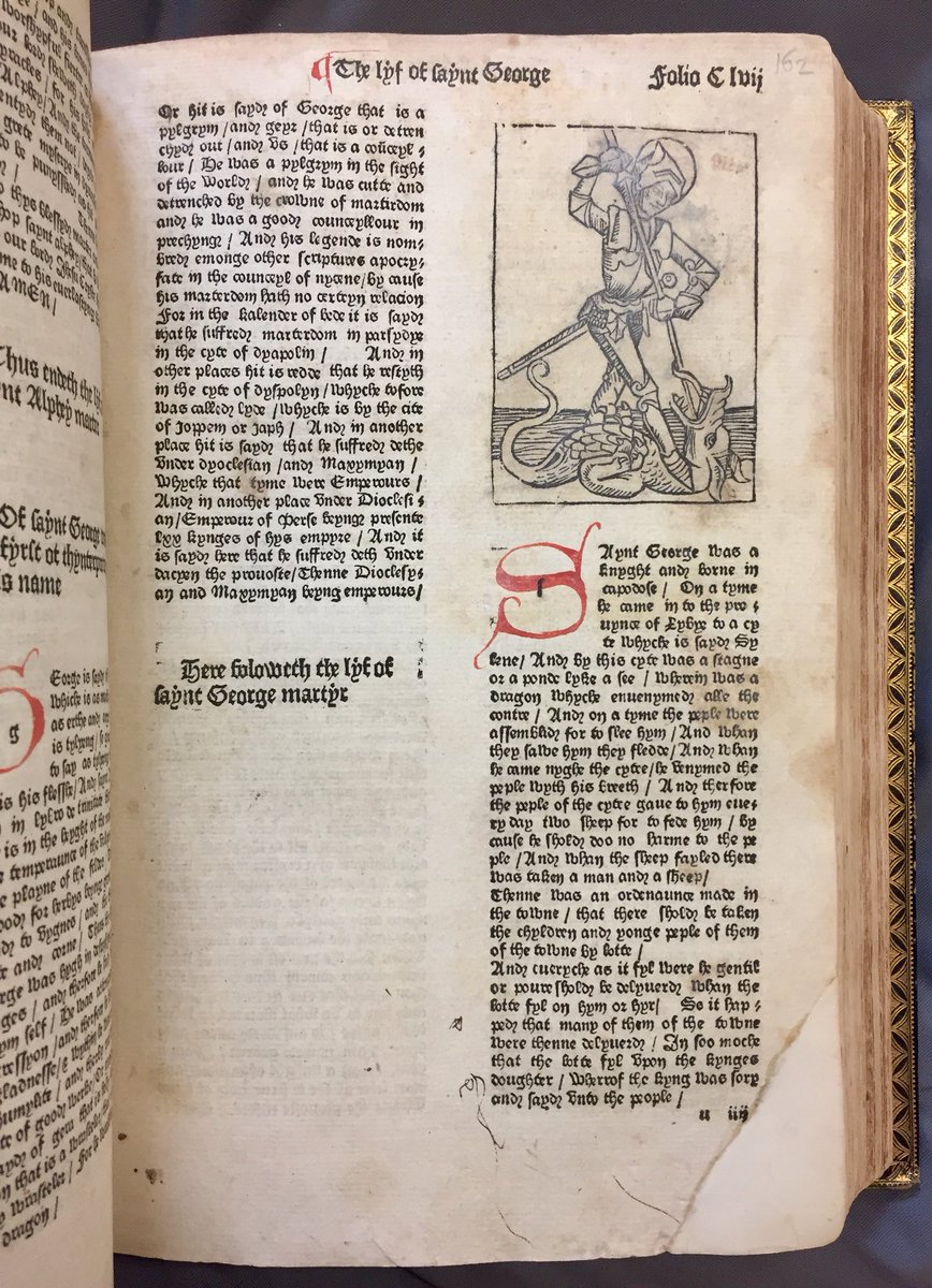 ParkerLibCCCC's tweet photo. A very Happy #StGeorgesDay to you all from us at @ParkerLibCCCC courtesy of our copy of William Caxton’s 1478 pr ‘Golden Legend’ (EP.H.7)
#earlyprint #rarebooks #medievaltwitter #incunabula #saints #Caxton #dragon https://t.co/vZwCHeWKUr