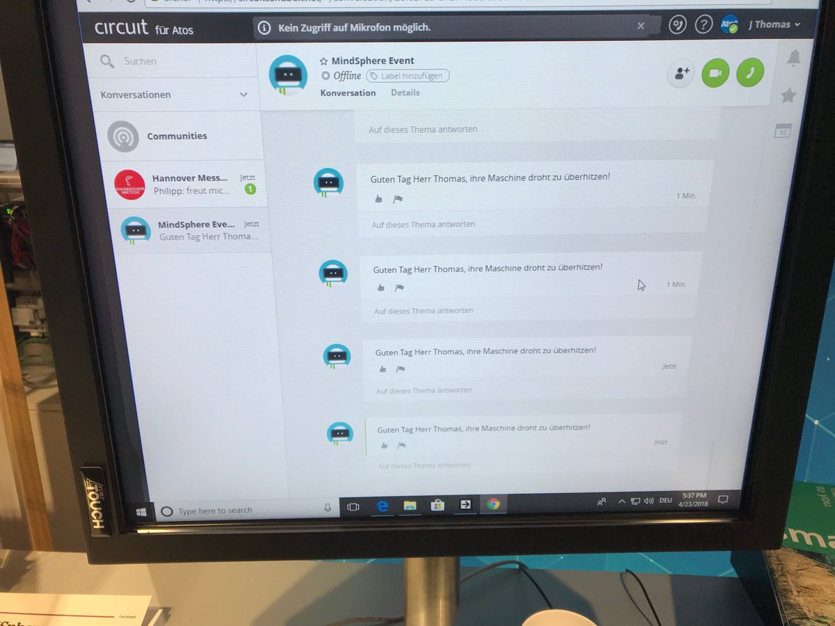 AkwyZ's tweet image. Meet our @CircuitHQ #Mindsphere #chatbot at Hannover Messe.#HM18 #AI
#collaboration #esn #futureofwork
@peter2com @LisaUnify @JHickischBiz @IraHatzikosta @UnifyCo @UnifyTecPartner @allexho @dgallagh @helenitadias @PaulMaddison 
@huttonandy @PMkBiz @_jamesmcmahon @innoFPinheiro