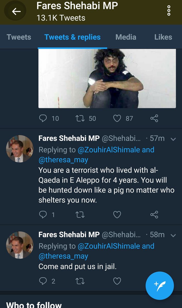 Sister_Alia's tweet photo. @ZouhirAlShimale @ShehabiFares He is a member of syrian government? ?? What a vile demon .. and they wonder why we say assad regime are dogs & war criminals. How dangerous life will continue to be under the Regime for Syrians if this is the calibre of its govt members. #AssadToHell https://t.co/pBt7bw5WZZ
