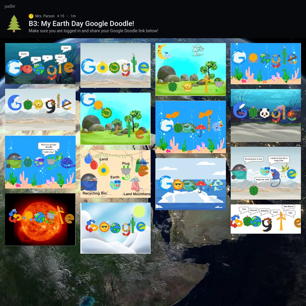 6th graders @CLMSJETS did an amazing job today on their #EarthDay Google Doodles!! #EarthDay18 #CSFirst #coding #teched @GoogleForEdu @scratch