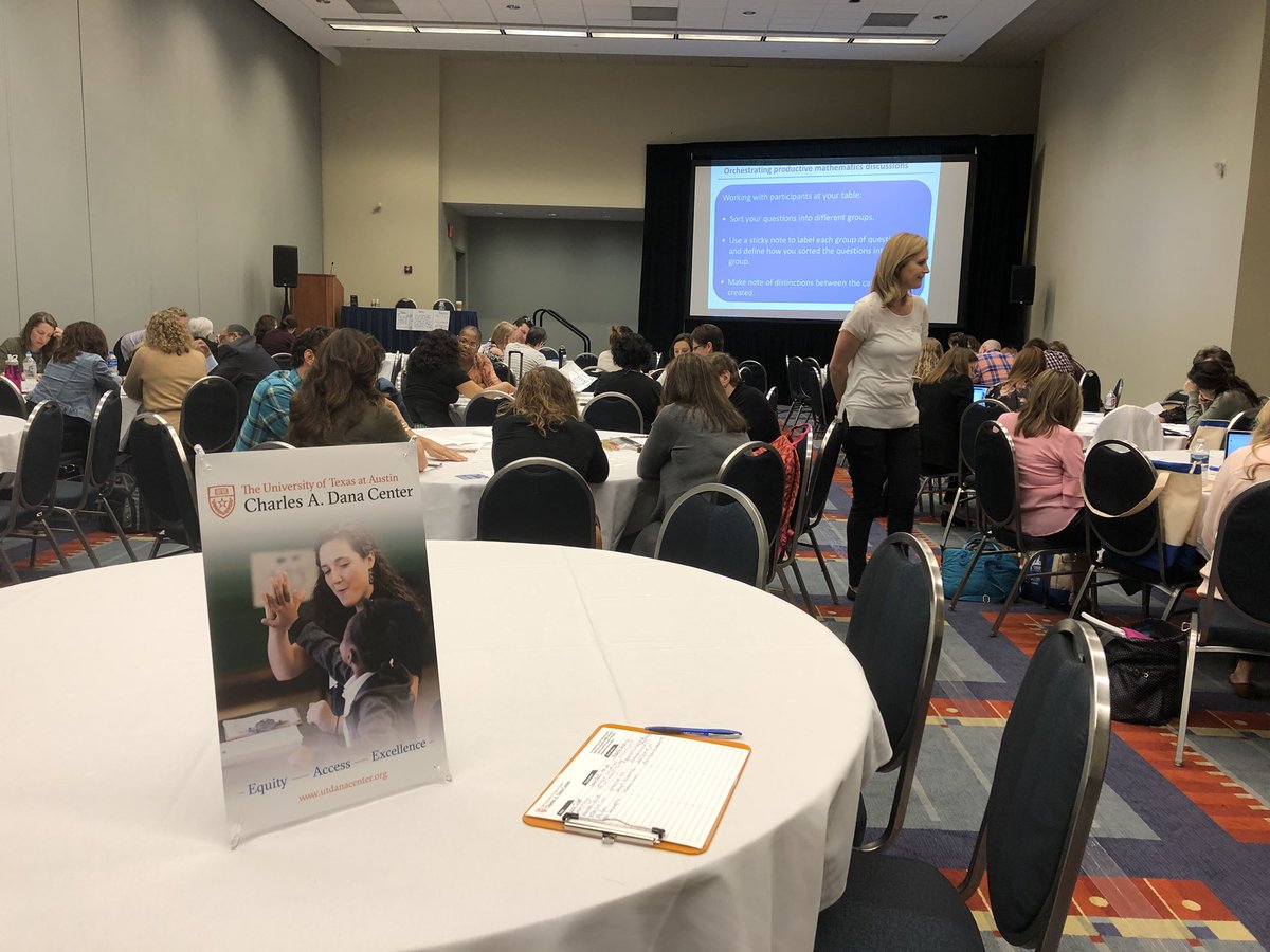 UTDCDenise's tweet photo. .@MathEdLeaders Thank you for the discourse about math discourse this am! Come continue the #mathchat with @UTDCMike tomorrow! #pd2c #NCSM18 https://t.co/BmPejTk019