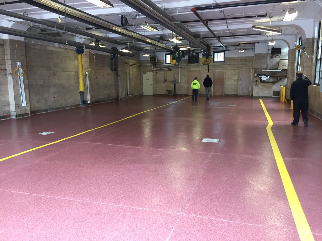 PFDTonySneidar's tweet image. Squad 72 quarters anther step closer to reopening its doors after major renovation project. New slip resistant floor coating will help keep @PhillyFireDept members safe #24x7x365 #PFDLogistics