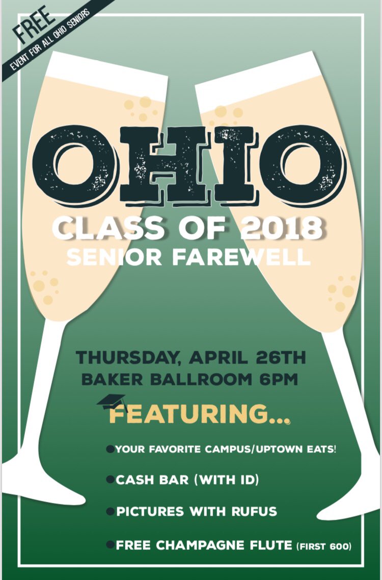 OHIOInvolvement's tweet photo. Happy Senior week!! Be sure to check out this FREE event for all OHIO seniors! https://t.co/SoUpk5V5fJ