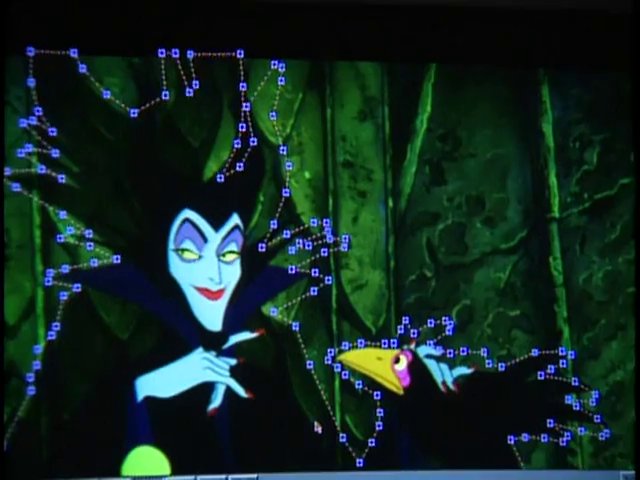 Instead of just cleaning dirt/fixing scratches/adjusting colour timing, they rotoscope every frame of character animation and isolate it from the original scene