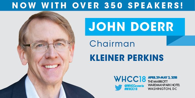 WHCCevents's tweet photo. Thrilled to have @johndoerr Chairman, Kleiner Perkins @KPCB discuss "Health Care Tech Trends: Addressing the Value Equation." #WHCC18 Keynote #DigitalTechTrends #healthcaretechtrends #technology https://t.co/CGLz7DHp7v https://t.co/ATL2nNWjx6