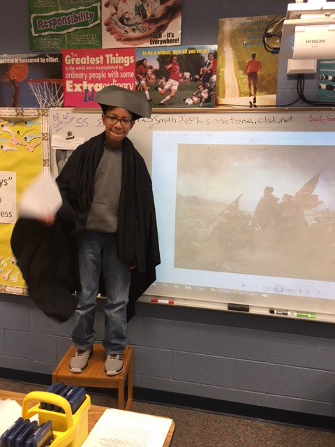 ebenezerB118's tweet photo. Student's gave their best George Washington motivational speech today and Friday!  The Troops are now ready to cross the Delaware! https://t.co/d6q3VRddgx