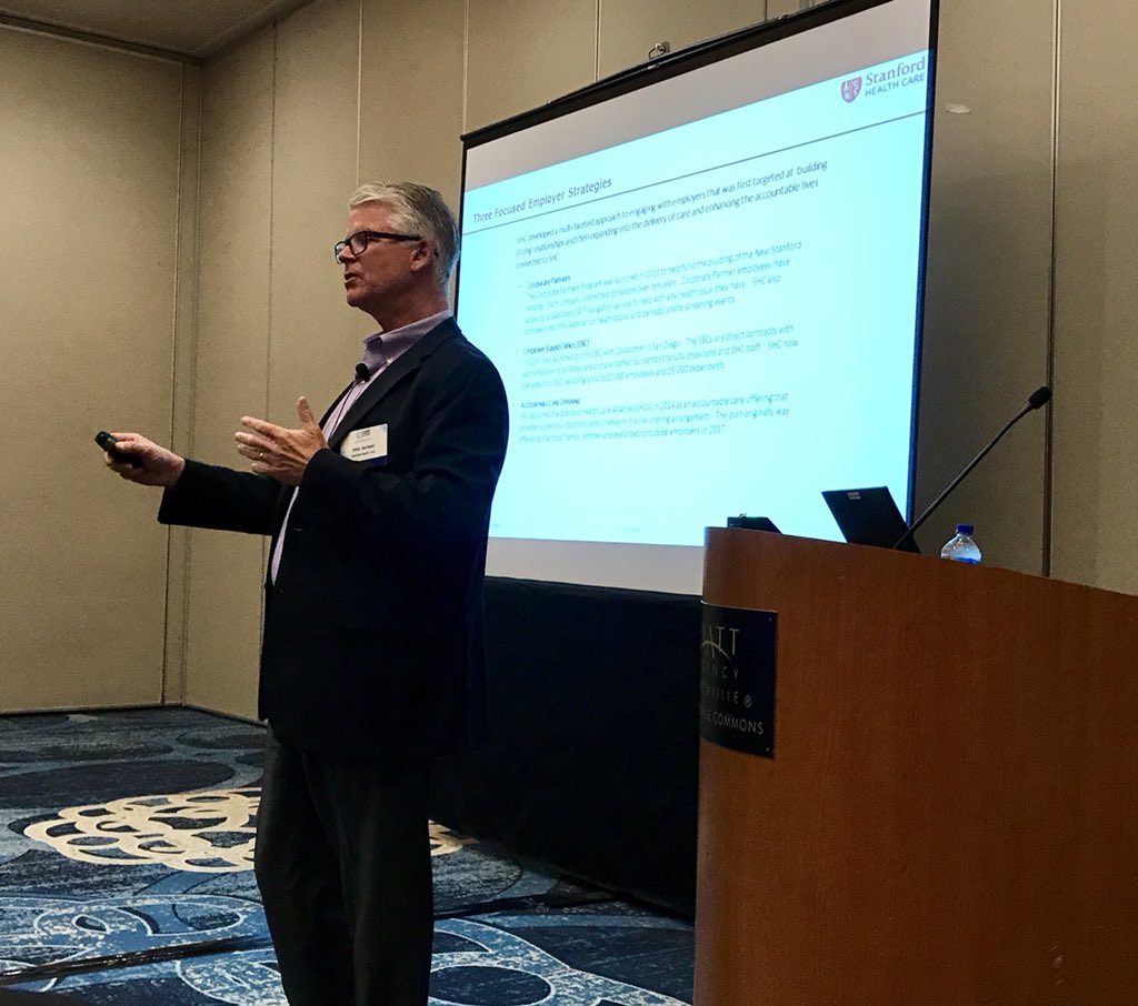 John Jackson of <a href="/StanfordHealth/">Stanford Health Care</a> on direct-to-employer strategies and meeting employer expectations at #CCISymposium! @cci_health #EngagingHealthcareTransformationTogether