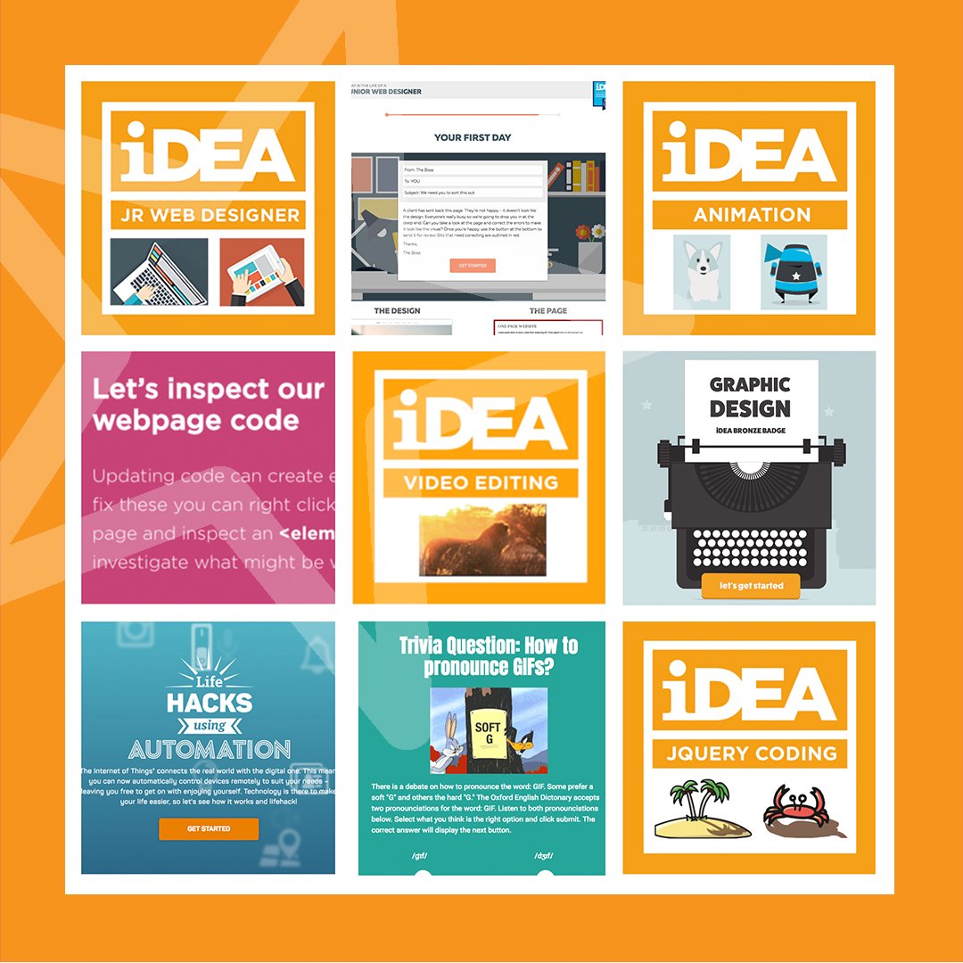 idea_award's tweet photo. Some #iDEAbadges for you to try #WebDesign #Coding #Animation #VideoEditing #GraphicDesign #Design #Automation #AI #GIFmaking #GIFs #JQuery -just a few topics on https://t.co/gcRd1wH3Xn Helping inspire people all over the world with #employability #skills #knowledge https://t.co/Oe52w5jyCh
