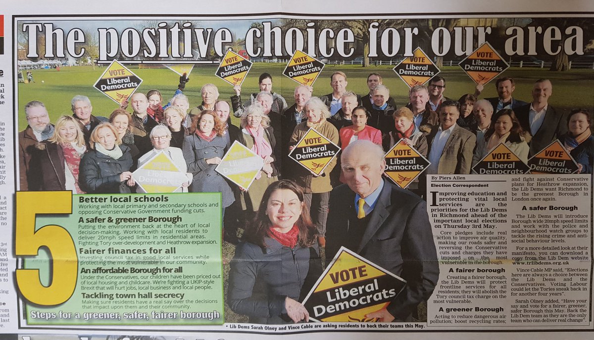 merleneemerson's tweet photo. Just picked up my copy of the #Barnes & #Richmond Gazette. After 8 years of a Conservative controlled Council wielding unfair cuts, local residents say it's "Time for a Change" on #3May2018! https://t.co/QOg8Xtfkiq