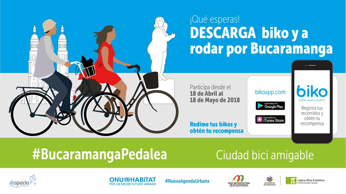 despacio_org's tweet photo. ¡A pedalear! Aún le quedan muchos días para acumular bikos y ganar una Bici de ciudad. Más información en:https://t.co/jjdqWz52xS
#BucaramangaYSuAreaPedalean @BikoApp @AreaMetroBga https://t.co/jOAM3CDwR8