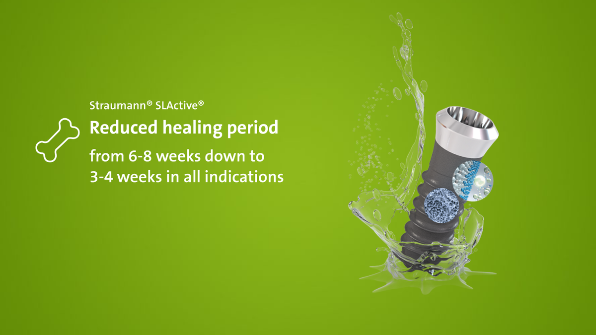 StraumannUK's tweet photo. The extensive healing potential of SLActive®. Accelerated osseointegration reduces the healing period in implant treatment from 6-8 weeks down to just 3-4 weeks in all indications. Find out more at https://t.co/qN6945LfhW #slactive https://t.co/YmYzIxhjvZ
