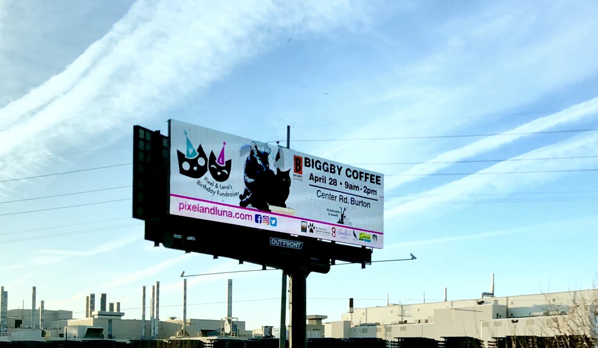 pixelandluna's tweet photo. Check out our #billboard on I-69! Thanks to our #sponsors @hbcorganics, @MLiveMediaGroup, @ZuddlesPrinting, @BiggbyBurton, Four Paws Hotel &amp; Day Resort, Raven &amp; Writing Desk, Soulful Meditations, and Courtney Stratman of Geartheart Studios. https://t.co/ZTboCiAzLM