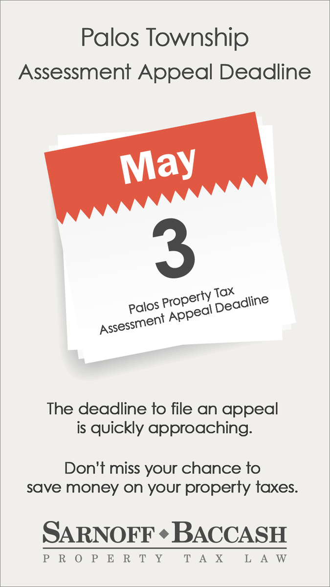 SarnoffBaccash's tweet photo. The deadline to appeal your #PropertyTaxes in #Palos Township is fast-approaching. Don't miss your chance to save money on your #taxbill. Contact our #attorneys today! #Bridgeview #HickoryHills #SarnoffBaccash https://t.co/ZX9vIl6eEl