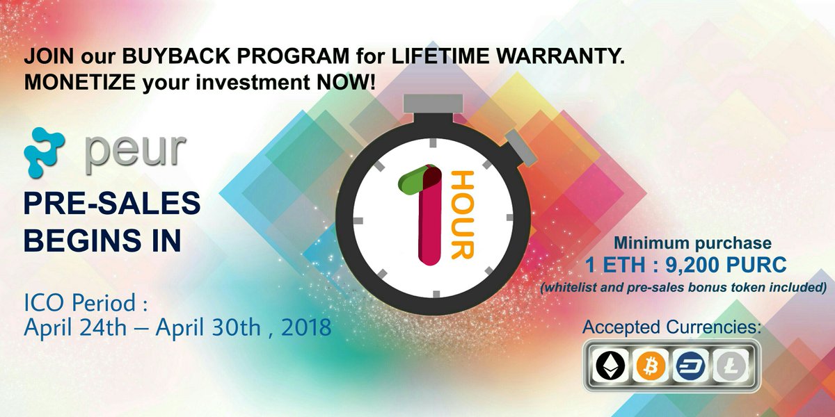 Peurtoken's tweet image. ONLY 60 minutes left until the Peur token sale begins. Make sure you are signed into your peur.io  account and ready to count down the final seconds.
If you haven't signed up yet hurry up and do it. Become the first participant in our BUY BACK program. #peur #ico
