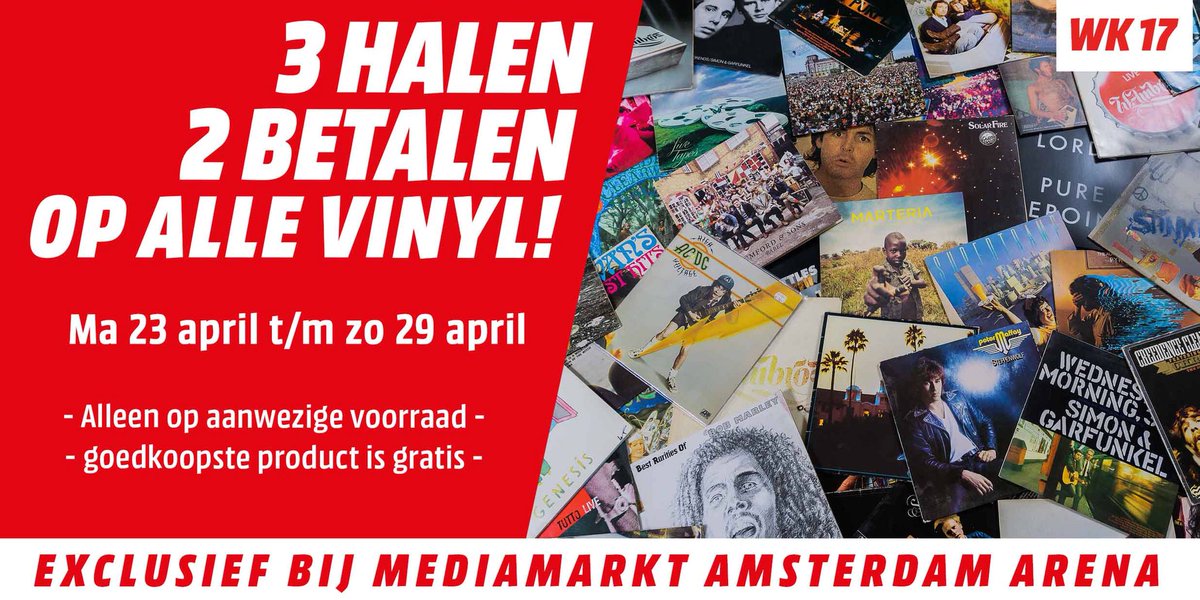 #vinyl #actie 🖤- 3 HALEN 2 BETALEN OP ALLE VINYL! Deze hele week! Exclusief bij MediaMarkt Amsterdam ArenA. Ma 23 - zo 29 april.
#vinylcollection #amsterdam #zuidoost #bijlmer #arena