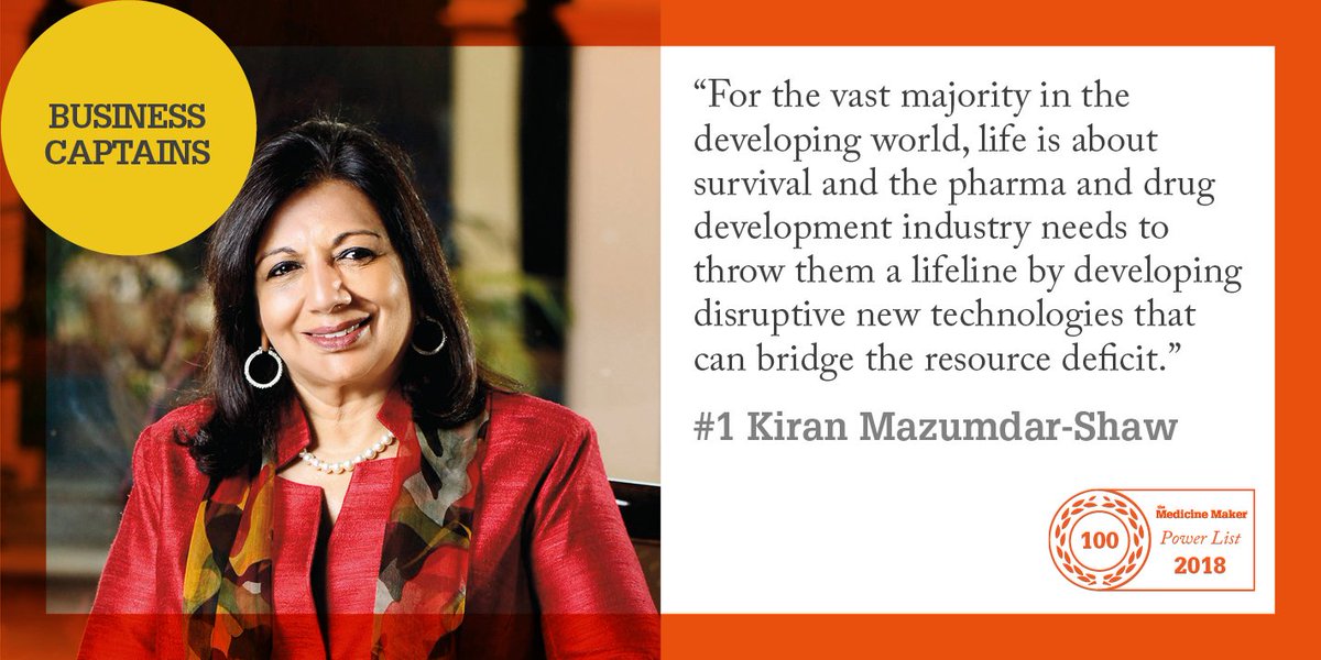 medicine_maker's tweet photo. ICYMI: Congratulations to Kiran Mazumdar-Shaw (@kiranshaw) from @Bioconlimited who was voted #1 in our #BusinessCaptains category #2018PowerList! https://t.co/mNdBubp9VW https://t.co/XnMjo6zFaA