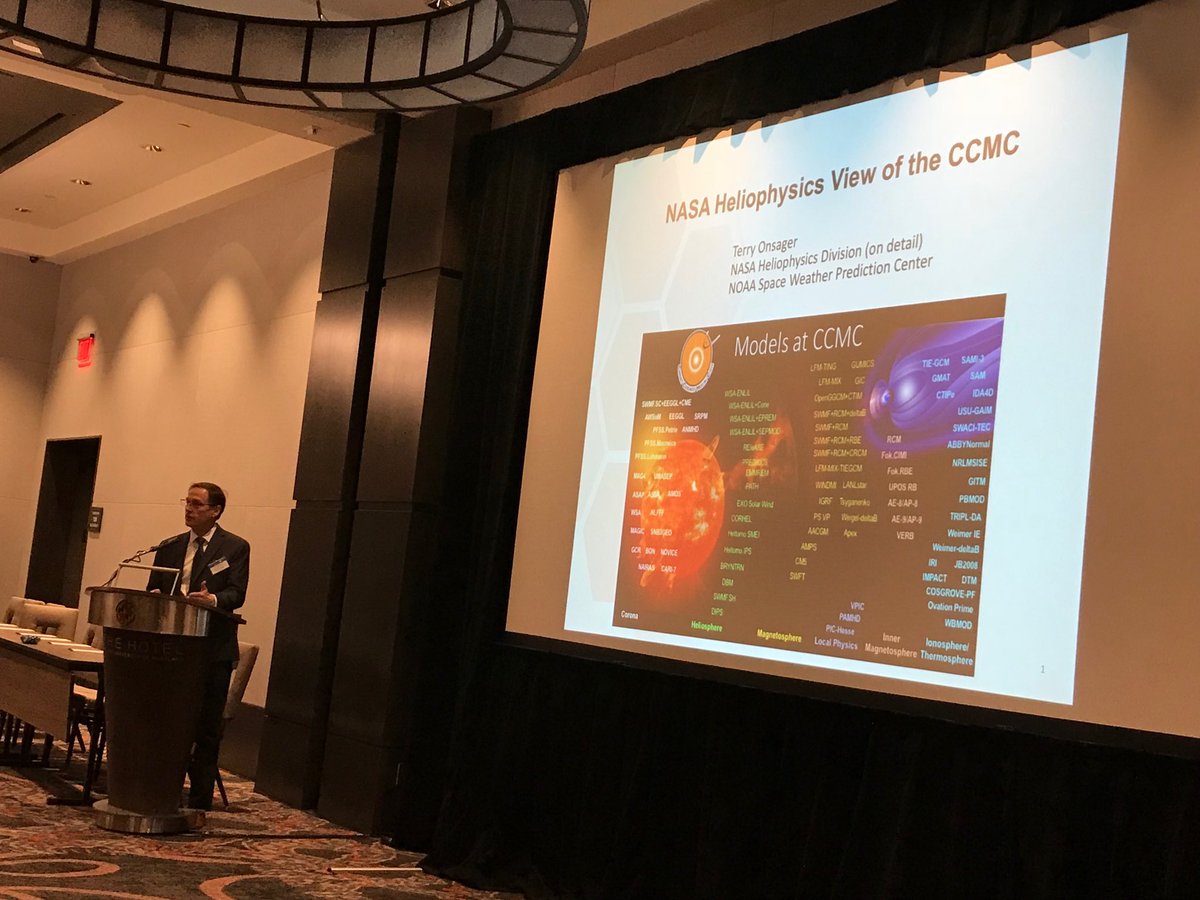 KatariinaNykyri's tweet photo. First talk at the NASA heliophysics CCMC workshop is given by Dr. Terry Onsager from #NOAA space weather prediction center and currently at NASA HQ #CCMCworkshop2018 https://t.co/TBZHSf2nCQ