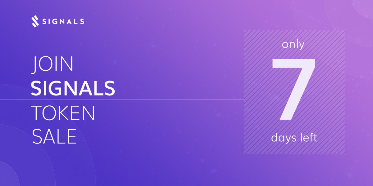 Only 7️⃣ days left in the Signals token sale! Become part of the future of cryptotrading and get your SGN Tokens with 12% discount: signals.network