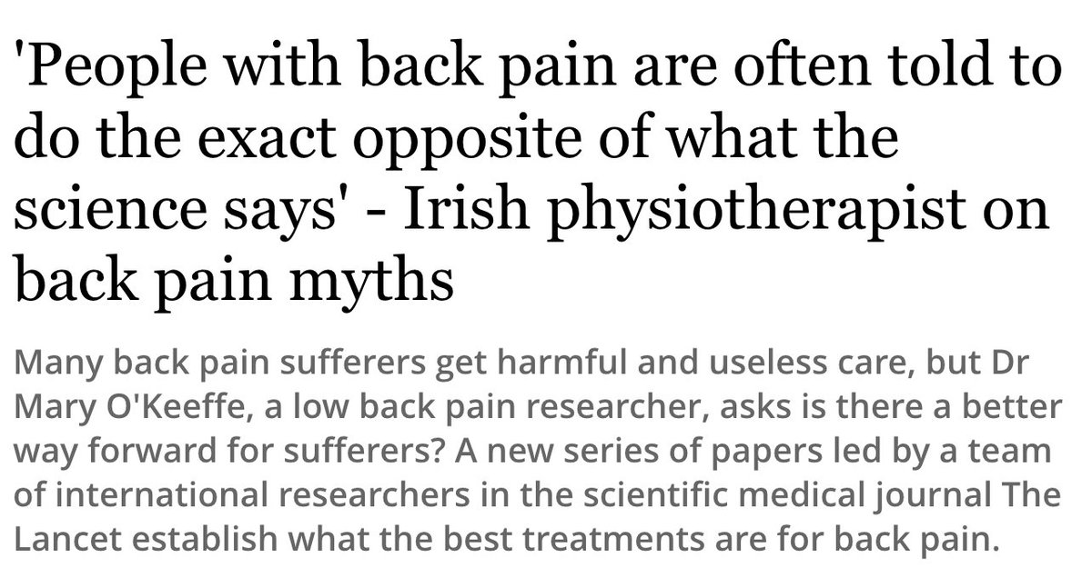 PeteOSullivanPT's tweet photo. 'People with back pain are often told to do the exact opposite of  what the science says' - Irish physiotherapist @MaryOKeeffe007 on back pain myths
https://t.co/PEhBYFEudi https://t.co/Izx4hSJneG