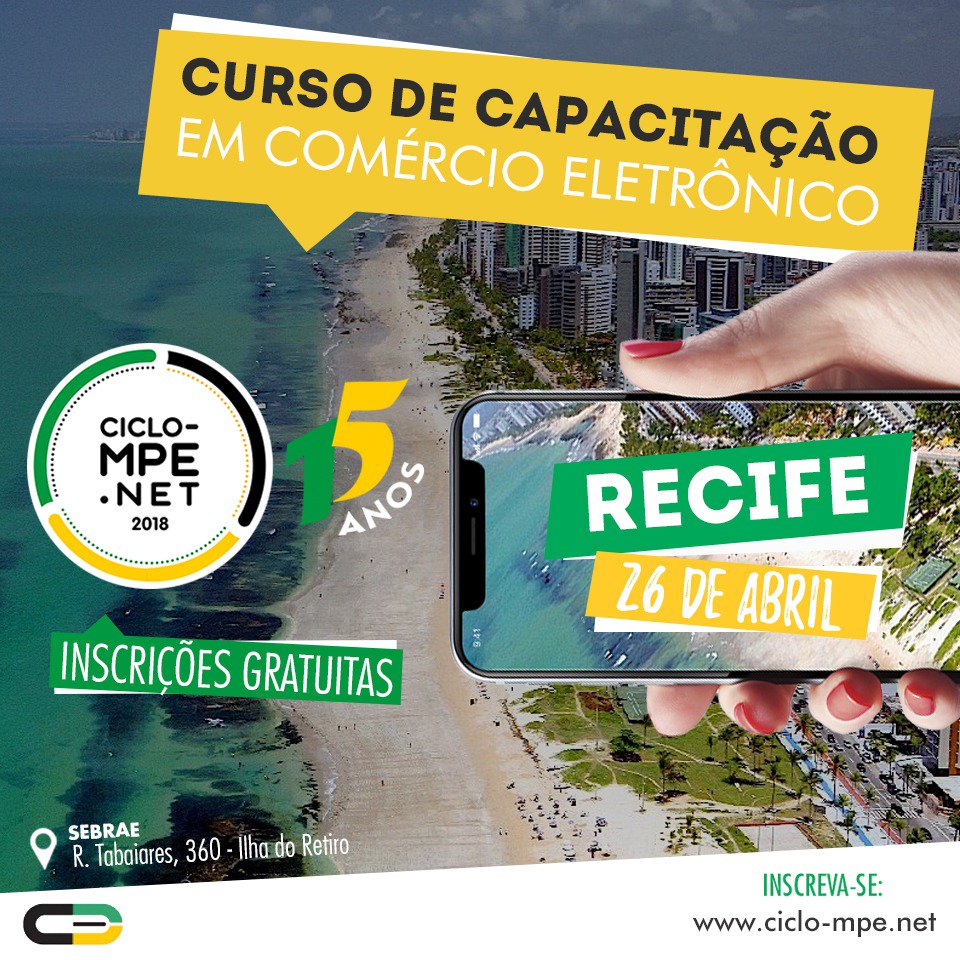 camaraenet's tweet photo. Alô, #Recife! Nesta 5ª feira (26) tem Ciclo de Palestras sobre Loja Virtual no auditório do Sebrae. Inscrições gratuitas: https://t.co/3tU63c9uZY
Patrocínio master: #BNDES, #Correios | Patrocínio: #Braspag #LojaIntegrada #XtechCommerce https://t.co/EQ5qhpLePd