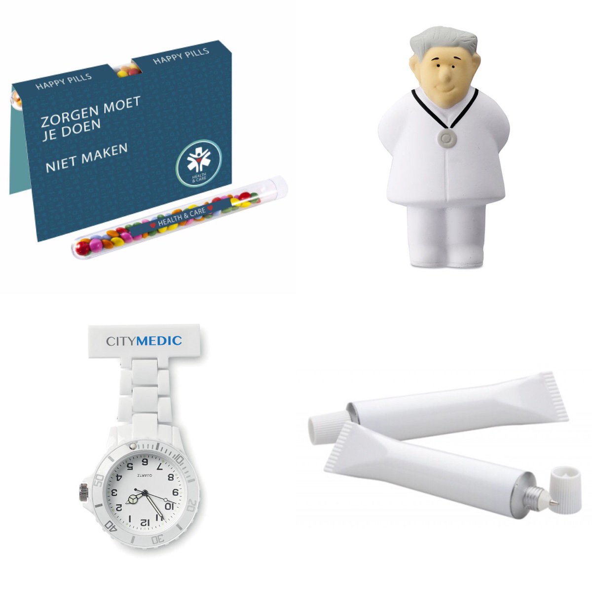 De leukste items voor de dag van de zorg! 👨🏼‍⚕️👩🏼‍⚕️
#deDagvandeZorg #zorg #verpleging #ziekenhuis #zorginstellingen #snoep #horloge #dokter #tube #pen #stress #stressball #ThomassenGifts  #relatiegeschenken  #businessgifts #giveaway #giveaways #Breda #social #socialmedia