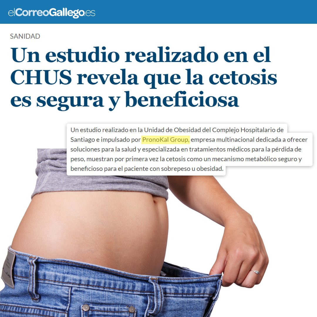 El correo Gallego se hace eco de los resultados del #EstudioCetoPnK, realizado en el Complejo Hospitalario de Santiago e impulsado por #PronoKalGroup, que demuestra que la #cetosis inducida en el #MétodoPnK es, no solo segura, sino también beneficiosa.👉bit.ly/2qQf7jQ