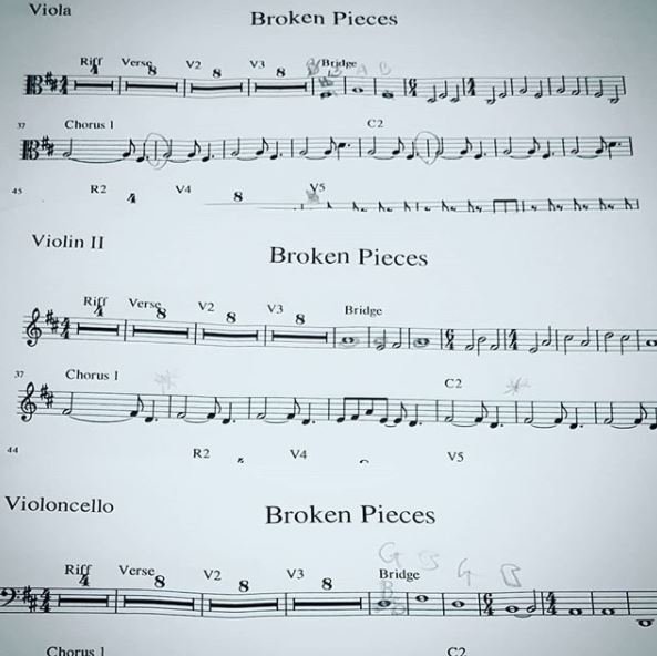 Just found the score for Broken Pieces. Pretty awesome right? 
#zavier #music #muscian #musicproducer #musicianlife #musicmonday #band #glasgowmusic #musicstudio #cello #violin #viola #strings #stringsection #stringquartet #follow #happy #followus #acousticmusic #songs #rock #pop