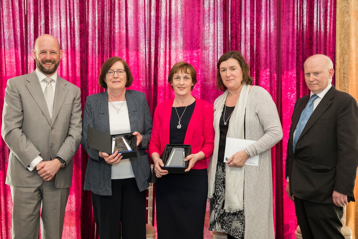 MaynoothUni's tweet photo. Congratulations to Catherine Heslin &amp; Ann Donoghue of @MaynoothHist who won The President's Award for Service Excellence (Team Award) at our #MaynoothWeek Staff Awards https://t.co/lfoYHJ4621