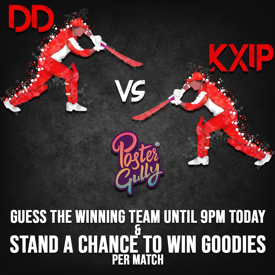 #Contestalert 💥💥. -

Step 1: Guess the winning team
Step 2: Tag your 3 buddies
Step 3: Follow us instagram.com/postergully/  
 
❤🎁🎁❤❤❤🎁🎁🎁❤

Get a chance to Win Awesome Goodies 

. #DDvsKXIP KXIPvsDD #KXIP #Contest #postergully #t20  #IPLT20