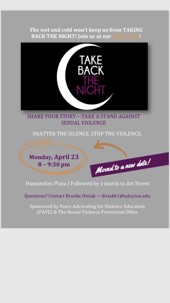 UD_PAVE's tweet image. ❗️LOCATION CHANGE❗️

#TakeBacktheNight has been moved to tonight in KU room 310