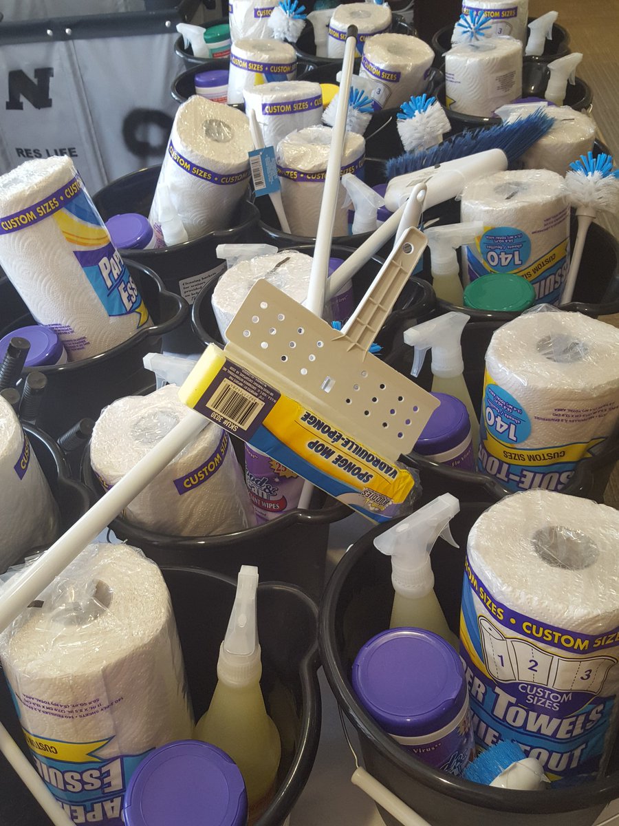 NC_ResLife's tweet photo. @NCBison2018 FREE cleaning buckets for Seniors are ready for pickup in @NC_ResLife Also donation bin is now in LOT A @Nichols_College https://t.co/FYQnoqdurF
