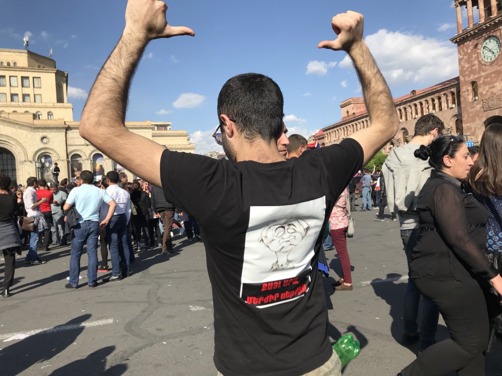 mnvartik's tweet photo. We celebrate 🎉 #SerzhSargsyan’s resignation #RejectSerzh #RejectSerj We did our step!!! #MakeAStep #Revolution https://t.co/IaKQgVcdkz