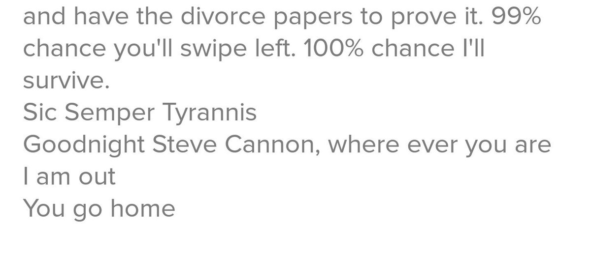 SPRowe78's tweet photo. #WhatILearnedToday
@DocThompsonShow
If I find one woman who read my dating site bio and knows what the Hell I'm talking about, she's a keeper. https://t.co/K0XmoobB2P