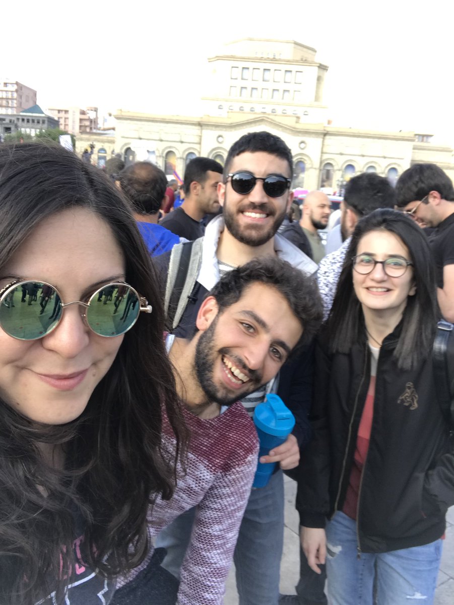 mnvartik's tweet photo. Armenia is celebrating!! Happy faces everywhere! People congratulate each other on the streets! #Serzhresigned #MakeAStep https://t.co/s0CtbW4q0n