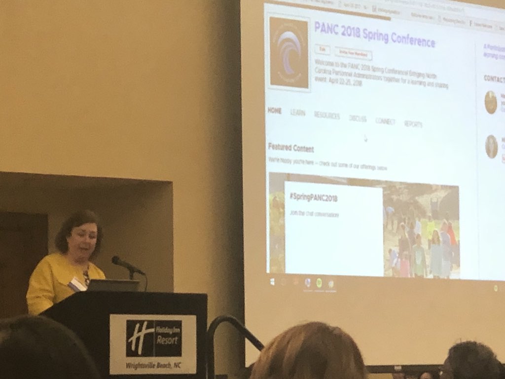 iamDr_D's tweet photo. My friend and former colleague, PANC President Elect Dr. @marcieholland introducing the Participate platform at the 2018 PANC Spring Conference. #SpringPANC2018 https://t.co/yJsdE8XRDK